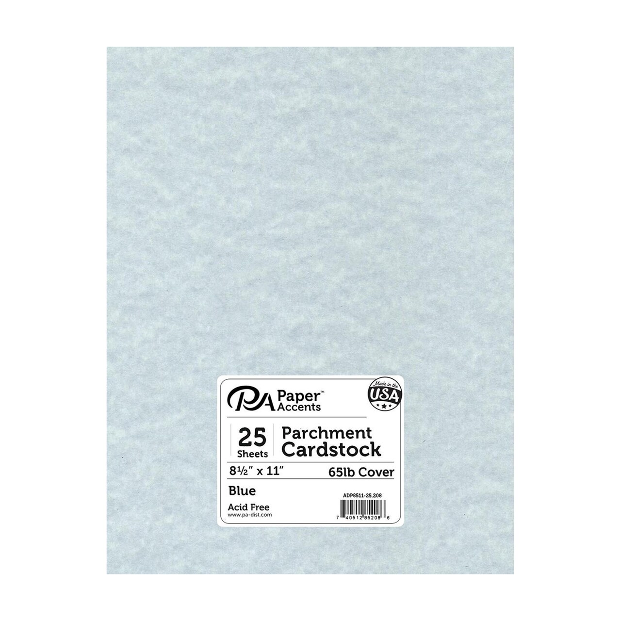 PA Paper Accents Parchment Cardstock 8.5" x 11" Blue, 65lb colored cardstock paper for card making, scrapbooking, printing, quilling and crafts, 25 piece pack